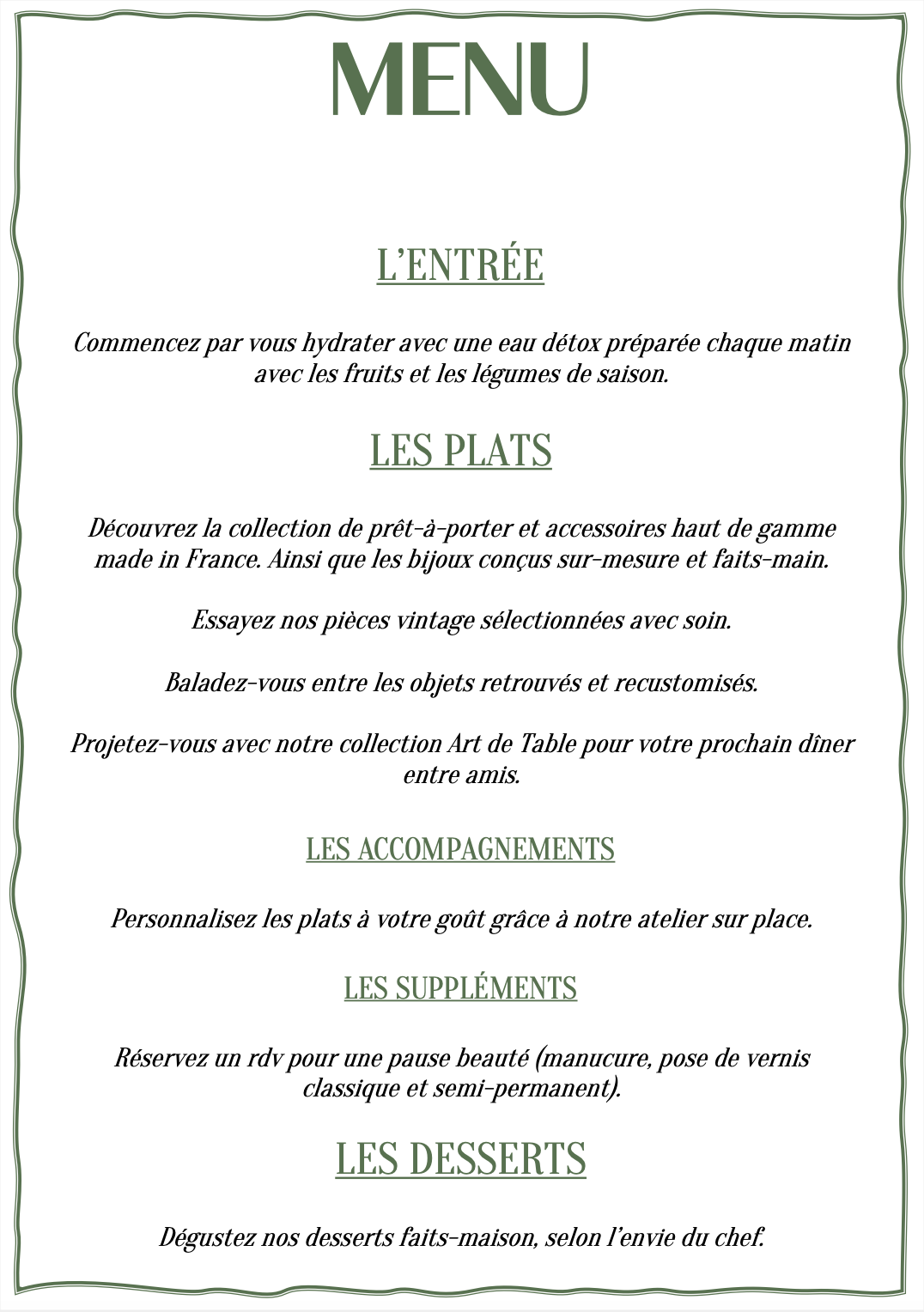 Menu Bon Jour